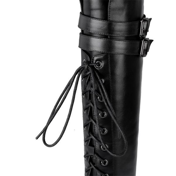 

winter knee natural women thick zip heels long buckle boots pointed to shoes lady fall zts1, Black