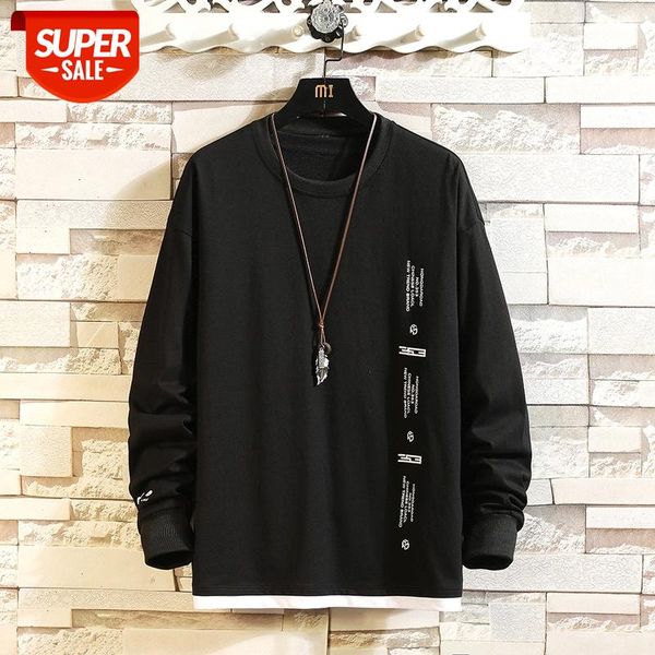 

Long Sleeves Men's White Black Tshirts 2021 New Spring Autumn Clothes HIP HOP T-shirt Top Tees #9M2A