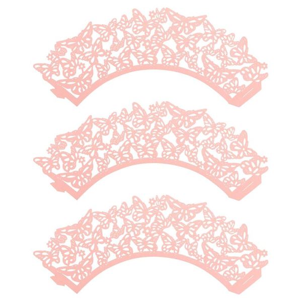 

other festive & party supplies 100pcs lace cupcake wrappers pink butterfly hollow-out food grade paper decorative container tray for wedding