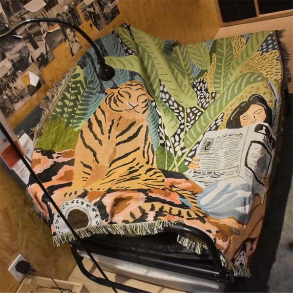 

2021 new nordic jornal menina lance multifuncional tigre sof cobre cobertor borla poeira cobertura ar condicionado cobertores 9rpj