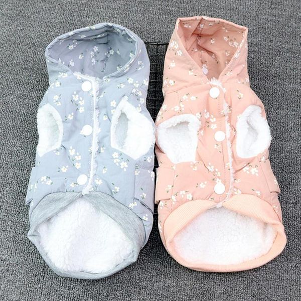 

dog apparel small clothes winter warm pet dogs coat jacket outdoor floral print clothing hoodies for outfits gift