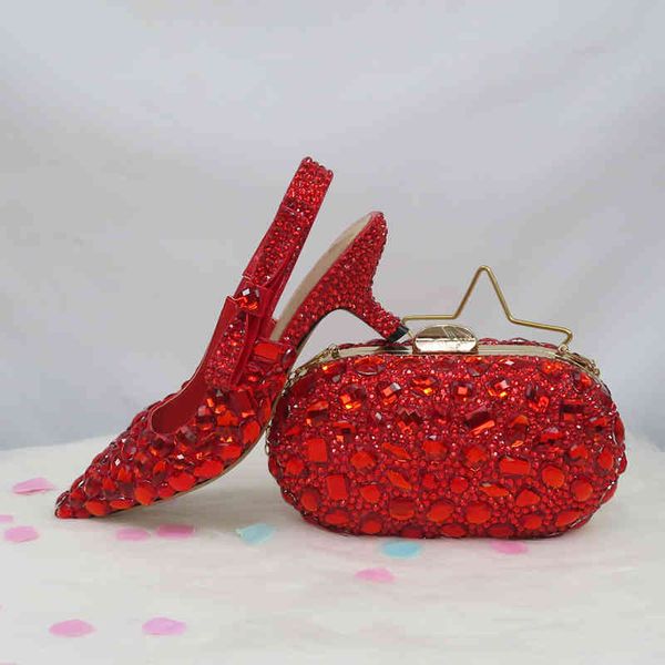 

slippers summer female red crystal party sandals purse wedding shoes bride woman fashion pointed toe strange heel cip6, Black