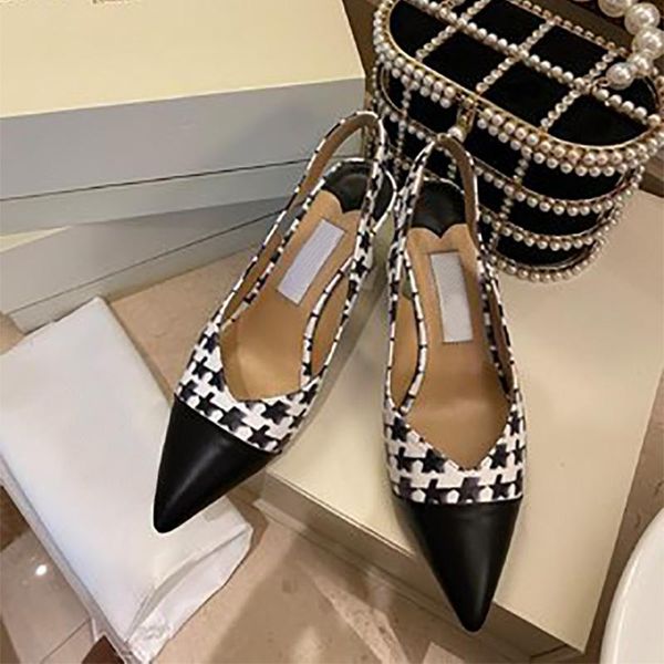 

dress shoes fall 2021 single women's black and white grid leather handmade professional size 34-41