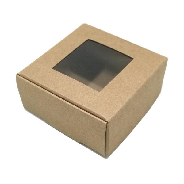 Hediye Paketi 30 adet / grup 7 * 7 * 3 cm 2 Stilleri Kraft Kağıt Katlanabilir Parti Hediyeler Paket Kutusu Karton DIY El Sanatları El Yapımı Sabun Ambalaj