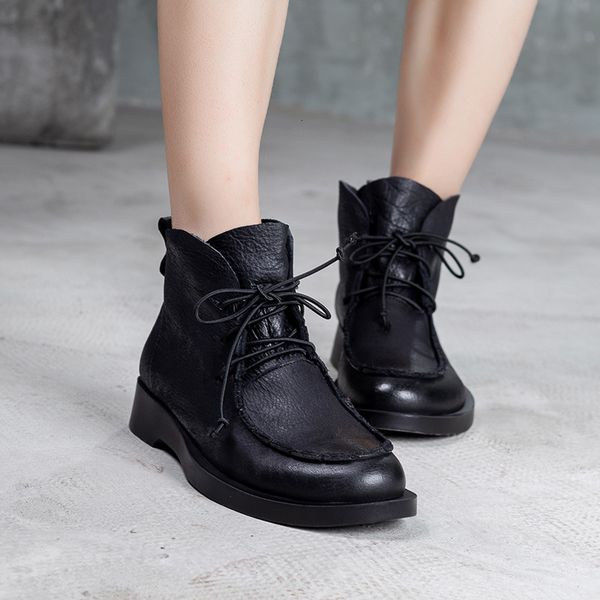 

swonco women's genuine retro boots woman's high winter warm shoes pjgo, Black