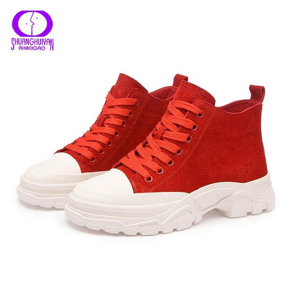 

boots aimeigao fashion solid thick heels split leather ankle women spring autumn basic shoes female korean 2021, Black