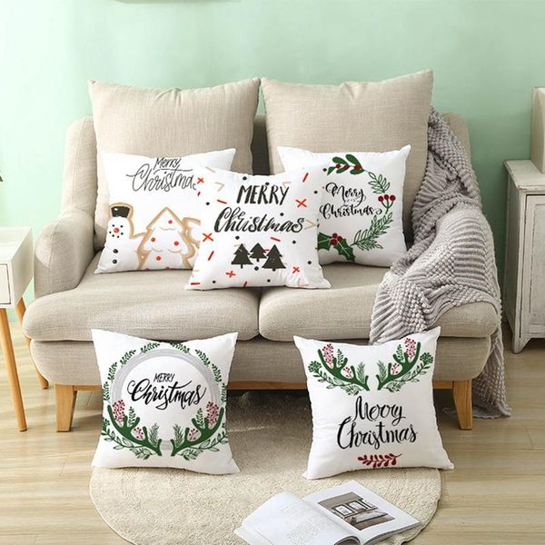 

pillow case 2021 merry christmas decorative peach skin pillowcases pillowcase santa claus elk 45*45cm