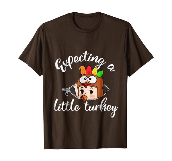 

expecting a little turkey thanksgiving pregnancy shirt, White;black