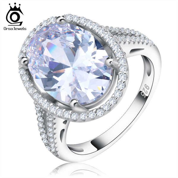

luxury 6 ct big oval cut simulated diamond zircon ring with micro paved cz ring for women or98, Silver