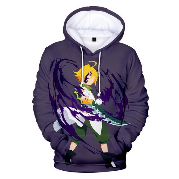 

men's hoodies & sweatshirts meliodas 3d men/women fashion nanatsu no taizai coolest the seven deadly sins hooded print full, Black