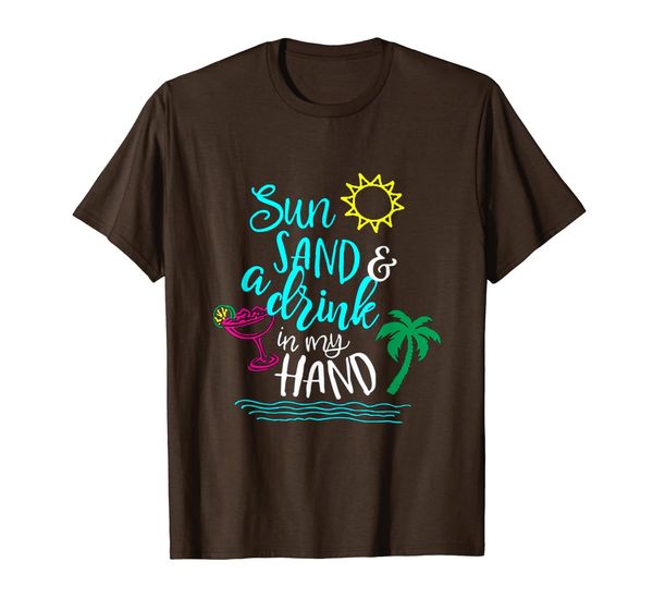 

sun sand a drink in my hand - vacation t shirt, White;black