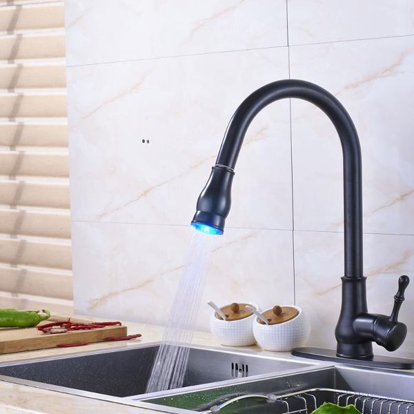 

kitchen faucets pull out oil rubbed bronze faucet swivel led w/ cover mixer tap