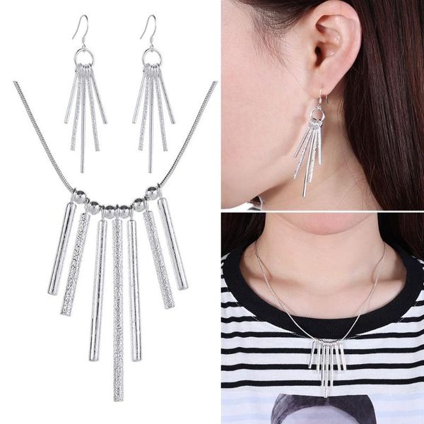 

earrings & necklace banquet jewelry tassel ear studs neckwear, Silver