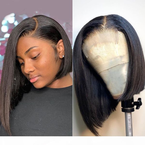

4x4 short bob wigs lace closure wig indian straight human hair for black womenlace front human hair wigs blunt cut bob wig