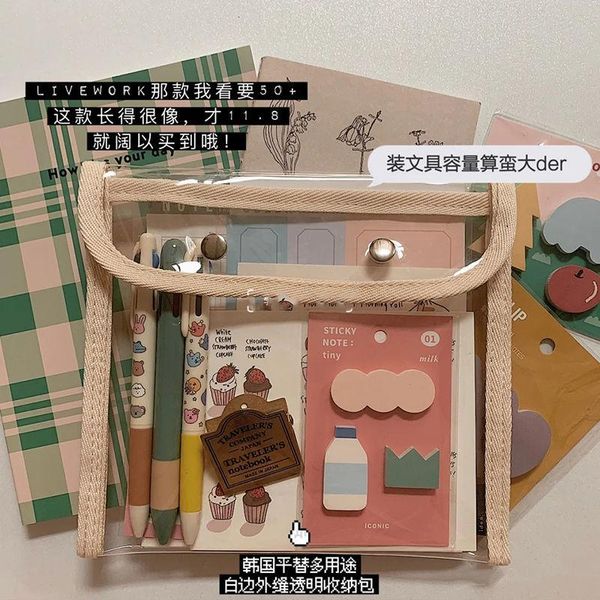 

pencil bags japanese style simple and transparent case school stationery storage bag kawaii solid color holder gifts for kid pen