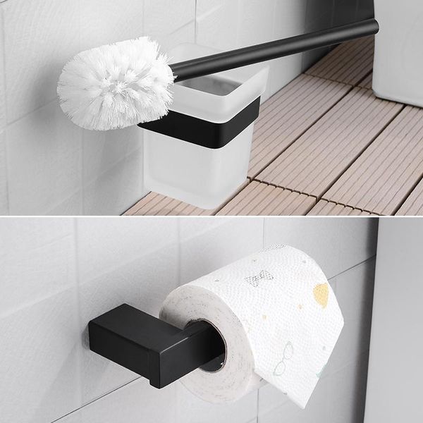 Set di accessori da bagno MatteBlack Accessori da bagno Portarotolo in acciaio inossidabile Scopino per WC