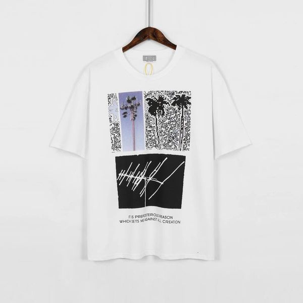 

2021 new t-shirt life day series coconut tree print cotton t shirts men women kanye west cavemp tshirt sto6, White