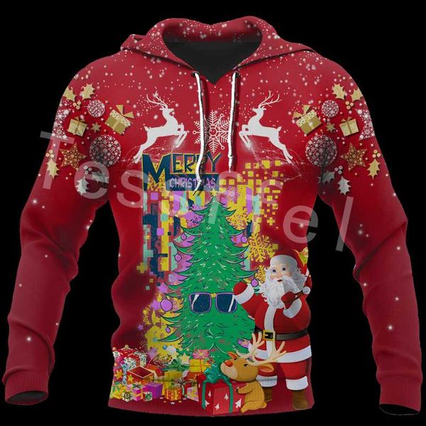 

women's hoodies & sweatshirts merry christmas santa claus 3d printed zip hooded for men and women casual streetwear style-c46, Black