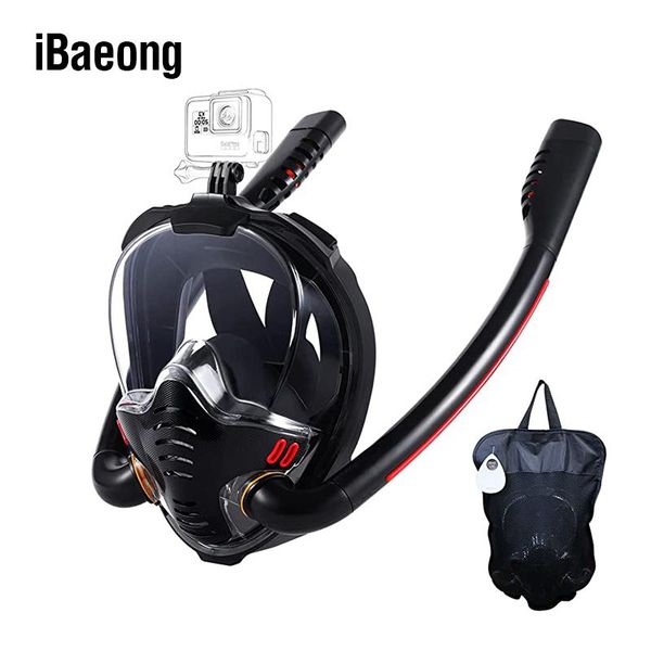 

diving masks full face snorkel mask with anti-fog wipes 180 degree panoramic hd view snorkeling anti-leak dry set for adults kids