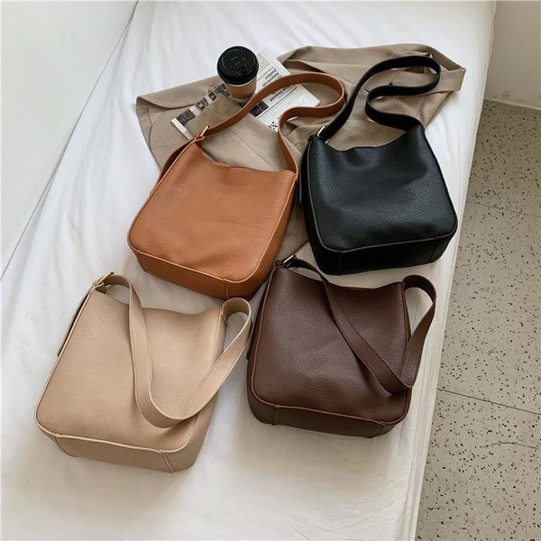 

textured diagonal bucket bag new 2021 spring trendy casual fashion surface soft one-shoulder color large-capacity women's solid eluiw, Red;black