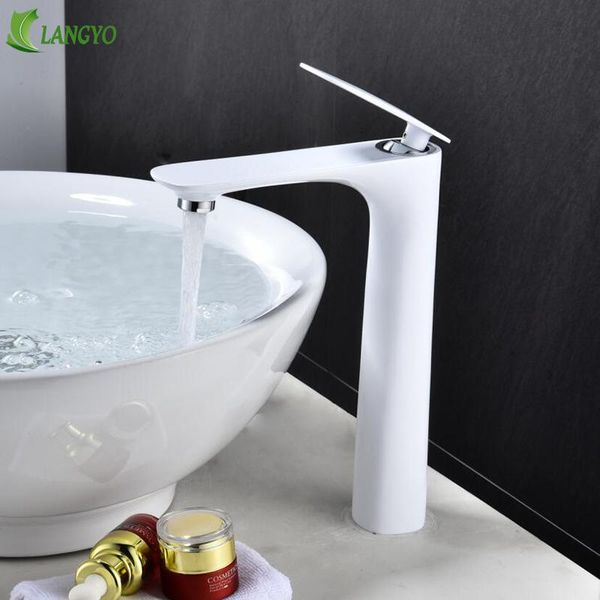 

bathroom sink faucets langyo basin faucet white face single holder hole mounted taps cold and mixer for chrom tall tap