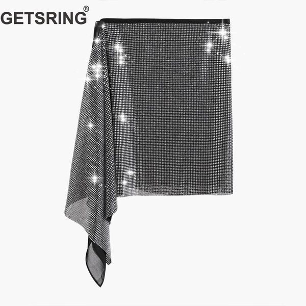 

skirts getsring women skirt fashion irregular retro diamond zipper mini high waist all match ladies spring 2021, Black