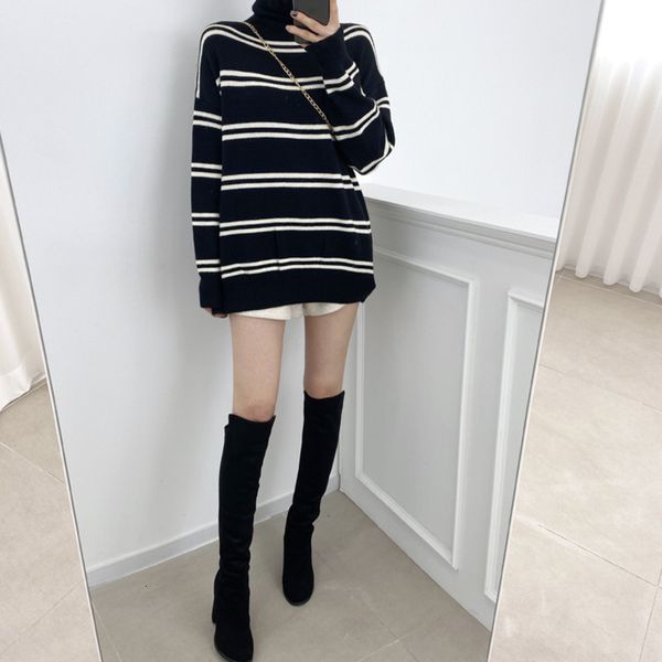 

women's sweaters turtleneck sweater lazy style simple loose pullover knit bottoming shirt autumn and winter korean version qm* 3z6, White;black