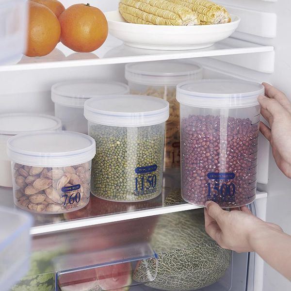 

storage bottles & jars kitchen transparent food fresh-keeping sealed jar tank plastic lid grains snack milk powder
