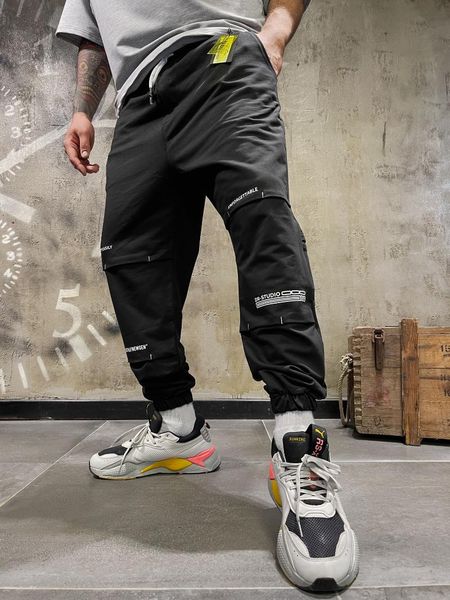 

men's pants streetwear black sweatpants hip hop joggers men loose harem ankle length trousers sports casual