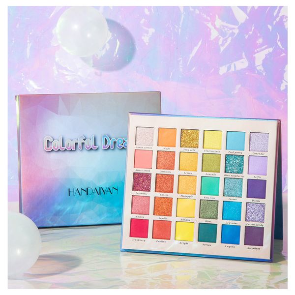 

long lasting waterproof handaiyan matte & shimmer eyeshadow palette makeup 30 colors eyes pressed powder brighten color easy to wear cosmeti