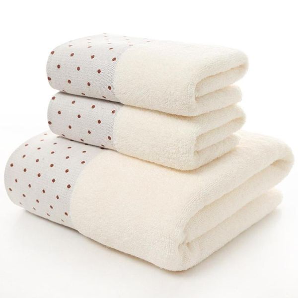 

towel 3pcs/set full cotton dot bath soft water absorbtion fluffy towels set