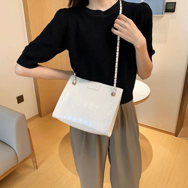 

cross body fashion exquisite shopping bag women large capacity handbags pu leather stone pattern shoulder messenger bags