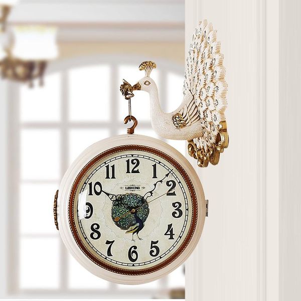 

wall clocks large creative european double-sided clock mute digital living room art modern design dd60wc