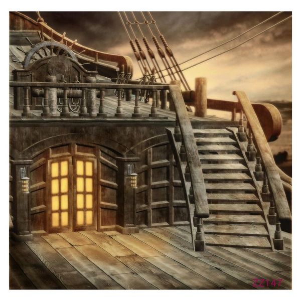 

5x7ft vinyl studio pgraphy backdrop retro pirate ship p background
