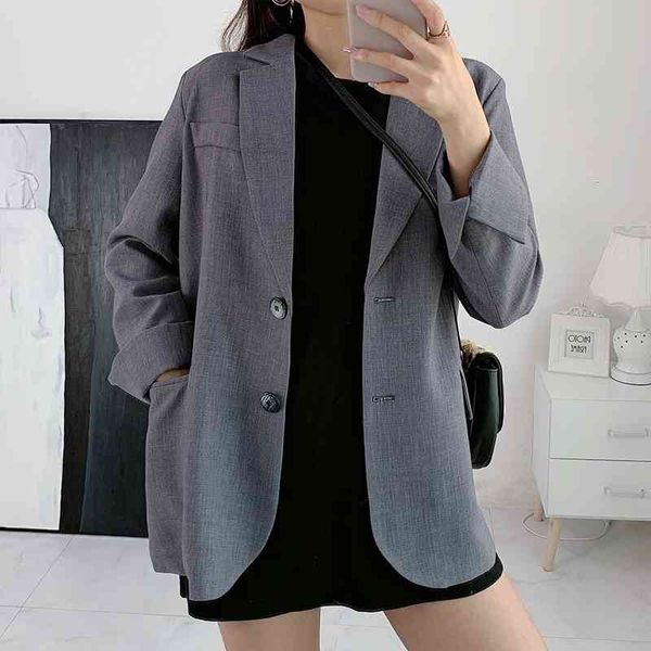 

temperament plus size women's l-5xl autumn and winter ladies office jacket small suit loose ladies blazer 210527, White;black