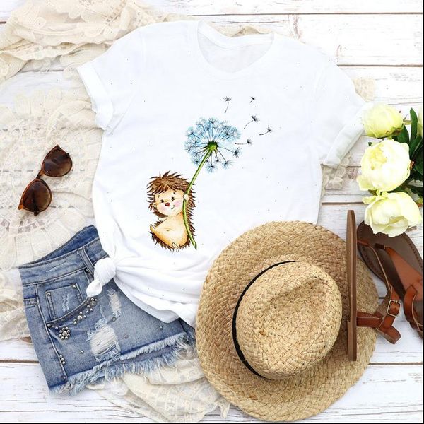 

women graphic casual travel printing animal cartoon fashion tees clothing female print t shirt womens t shirt, White