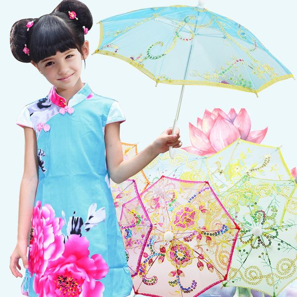 

Mini Small Umbrella Children Dancing Props Craft Lace Embroidery Umbrella Stage Performance Party Favor Gifts, Mix colors