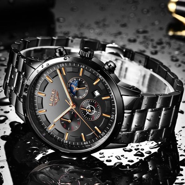 

wristwatches relogio masculino 2021 watch men lige fashion sport quartz clock mens watches business waterproof watch+box, Slivery;brown