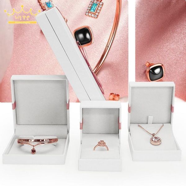 

jewelry pouches, bags pink bowknot storage box white paper filled ring bracelet packaging gift pendant necklace display, Pink;blue