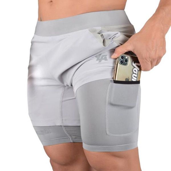 

new running shorts summer men's gym fitness bodybuilding training quick-drying shorts men's jogging running sports 2-in-1, White;black