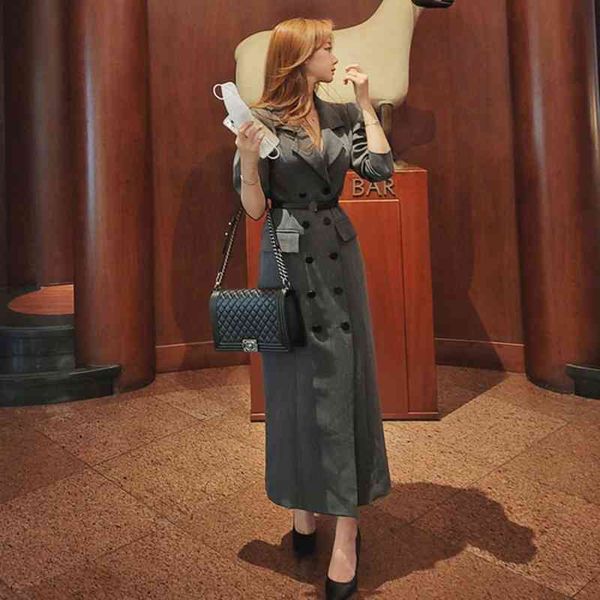 

women's jackets autumn vintage elegant double breasted women trench coat long sleeve notched collar ladies outerwear slim female windbr, Black;brown