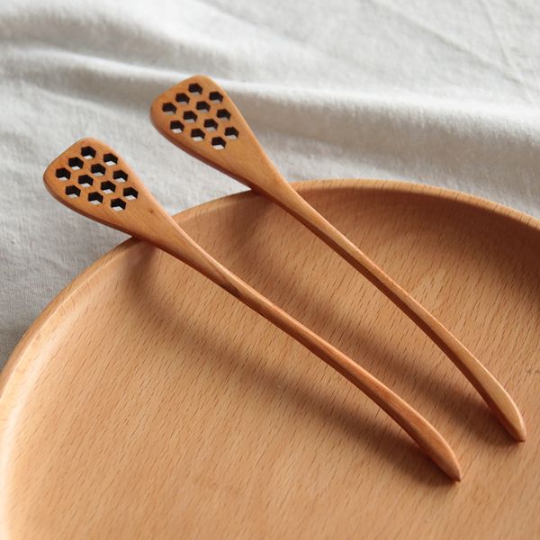 

100pcs/lot natural wooden honey stick long spoon honeycomb honey dipper dh9577