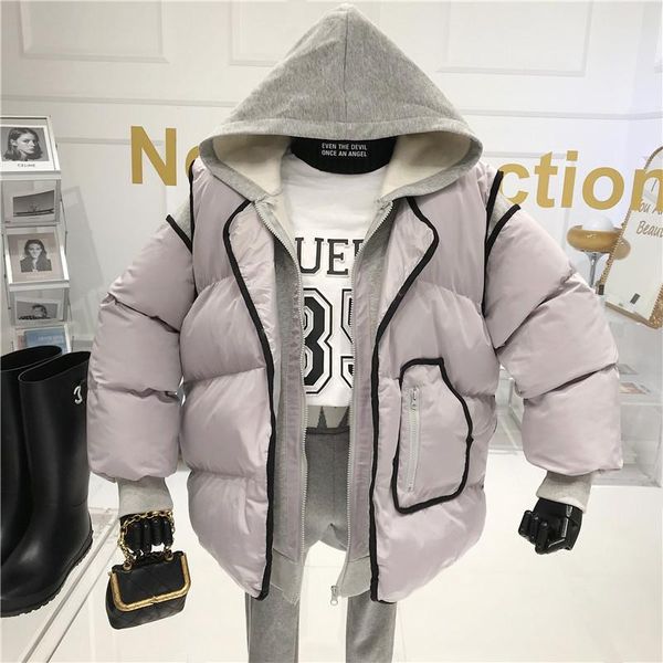 

two piece set women's autumn/winter 2021 new patchwork hoodie sweater + loose zipper cotton padded clothes keep warm, White