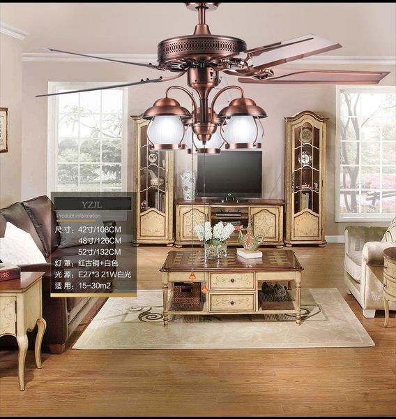 

american country fan lights chandelier restaurant remote control antique fan chandelier vintage iron leaf led lights 48inch