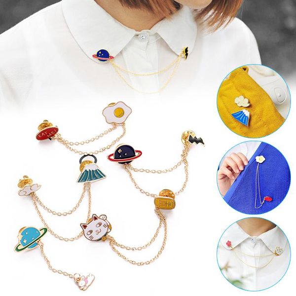 

5pcs all-match classic cartoon chain brooch cute lapel pin brooch women men corsage collar badge scarves shawl clip nyz, Gray