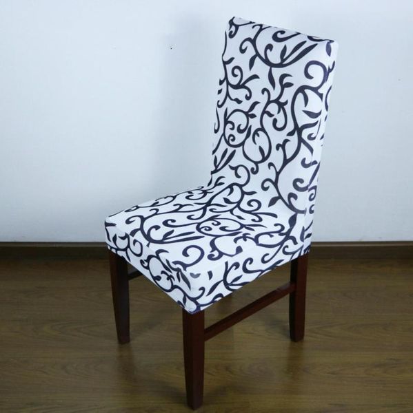 

chair covers black white printed household cover for dining room quality thicken elastic polyester back el slipcovers