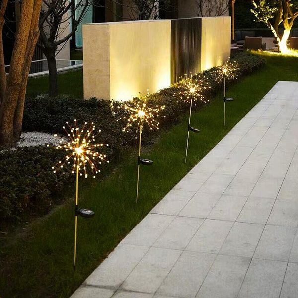 

christmas decor xmas party home holiday decoration led solar firework outdoor ground lights lawn 90leds fairy light