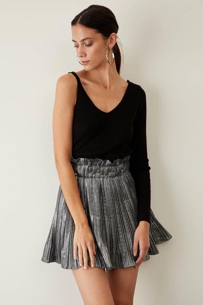 

defacto winter woman tricot one-shoulder slim fit knitwear sweater jumper pullover warm casual fashion-t2109az20wn, White;black