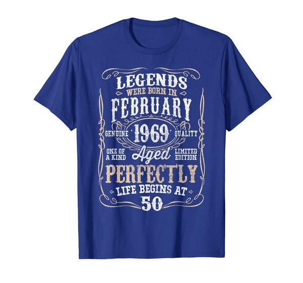 

legend born february 1969 50th awesome birthday gift t-shirt, White;black