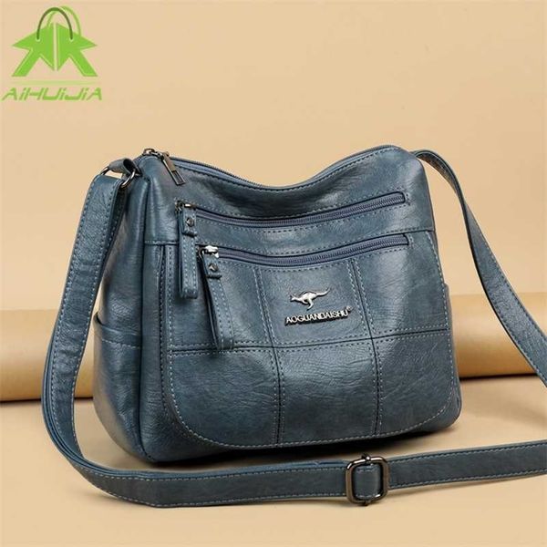 

fashion luxurious designer crossbody bag pu leather soft messenger s for ladies zipper mini retro woman female s 220122